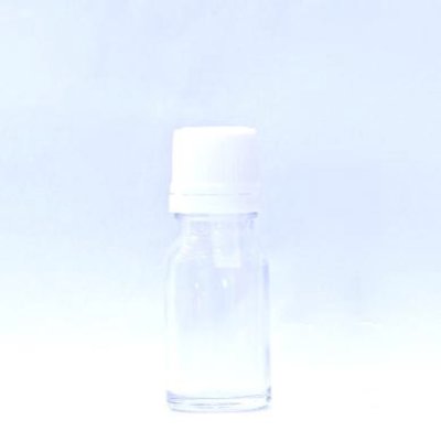 画像1: アロマ瓶 10mL 透明【セキュリティーキャップ白 ドロッパー付き】