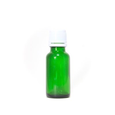 画像1: アロマ遮光瓶 20mL グリーン【セキュリティーキャップ白 ドロッパー付き】