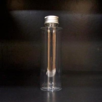 画像1: ローションボトル 100ml PET ストレートボトル [ ボトル：透明 / アルミキャップ / 穴あき中栓 ]