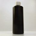 プラスチック容器 300ml PE ストレートボトル [ ボトル：遮光黒 ／ ヒンジキャップ：ホワイト ]