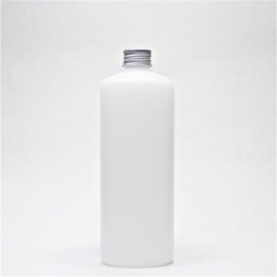 画像1: プラスチック容器 500ml PE ストレートボトル [ ボトル：ホワイト ／ キャップ：アルミニウム ]