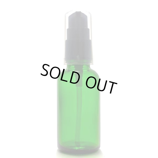 画像1: アロマ遮光瓶 30mL グリーン【ポンプ：ブラック】