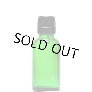画像: アロマ遮光瓶 30mL グリーン【セキュリティーキャップ黒 ドロッパー付き】