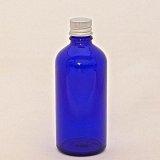 画像: アロマ遮光瓶 100mL コバルト【アルミキャップ 穴あき中栓付き】