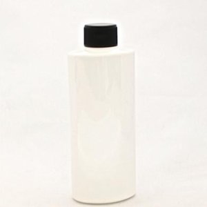 画像: PET容器 200mL 遮光白 オーバル【キャップ黒 中栓付き】