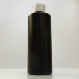 画像: プラスチック容器 300ml PE ストレートボトル [ ボトル：遮光黒 ／ ヒンジキャップ：ホワイト ]