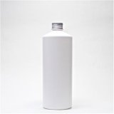画像: プラスチック容器 500ml PE ストレートボトル [ ボトル：ホワイト ／ キャップ：アルミニウム ]